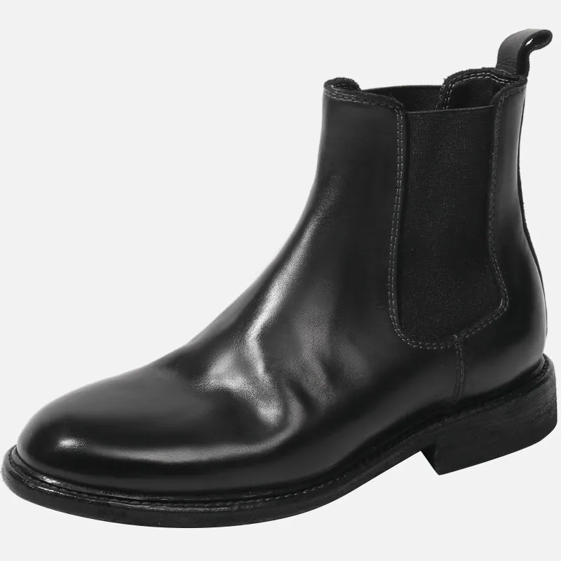 Goodyear Camel Leather Chelsea Boots For Women In Black Point Toe Leather Sole Shoes