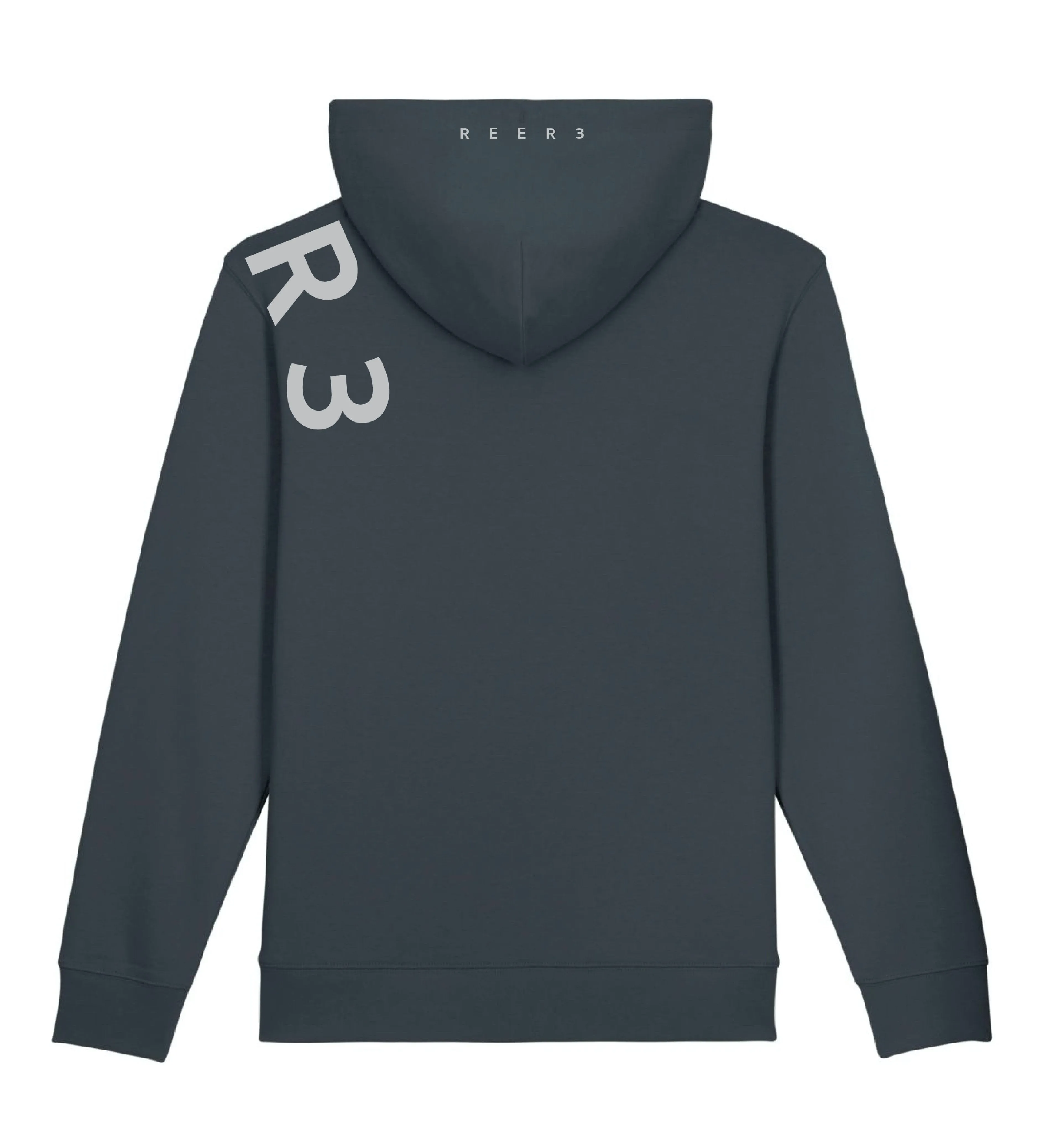 GREY UNISEX HOODIE WITH SHOULDER-PRINT