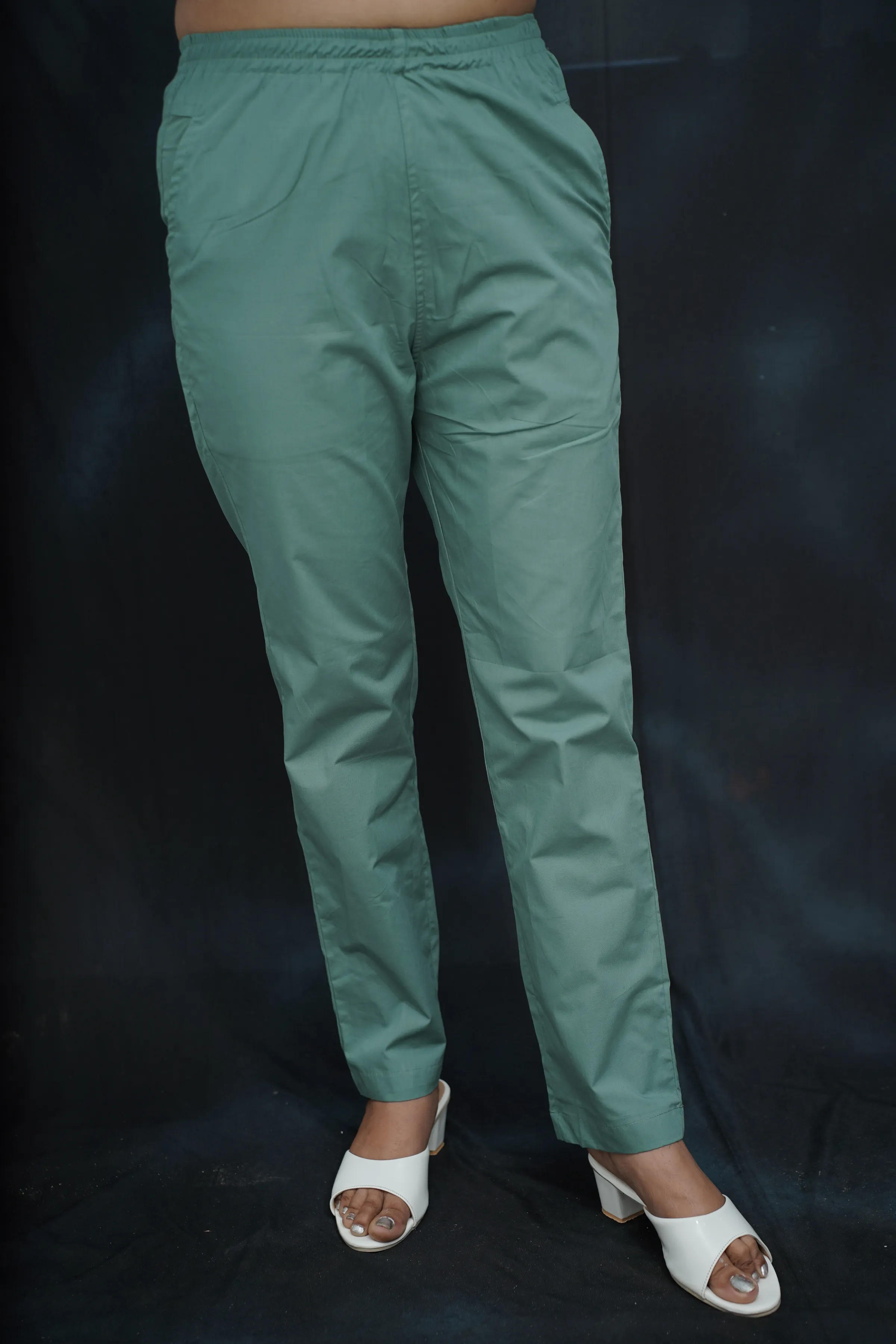 Greyish Green Cotton Kurti Pant