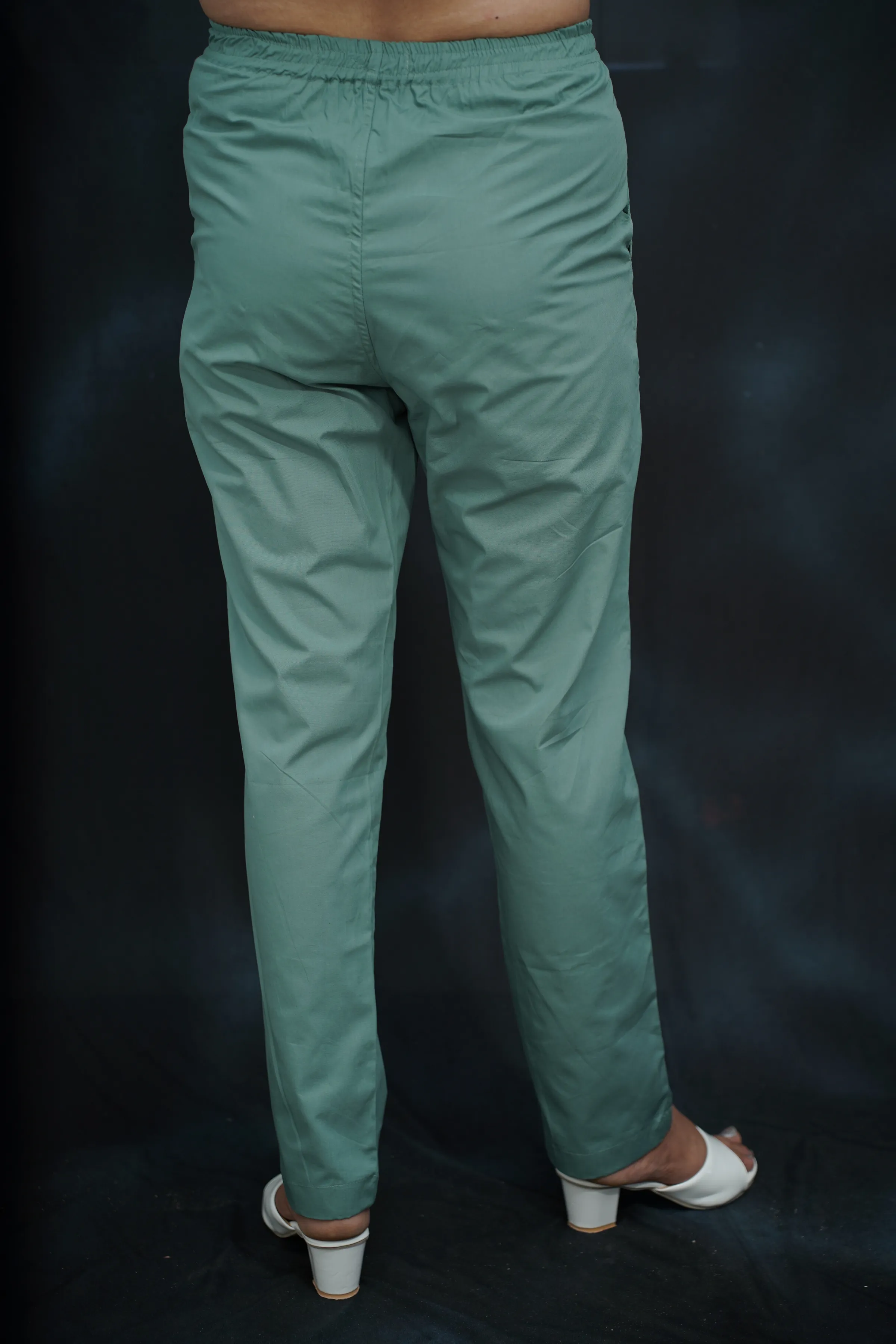 Greyish Green Cotton Kurti Pant