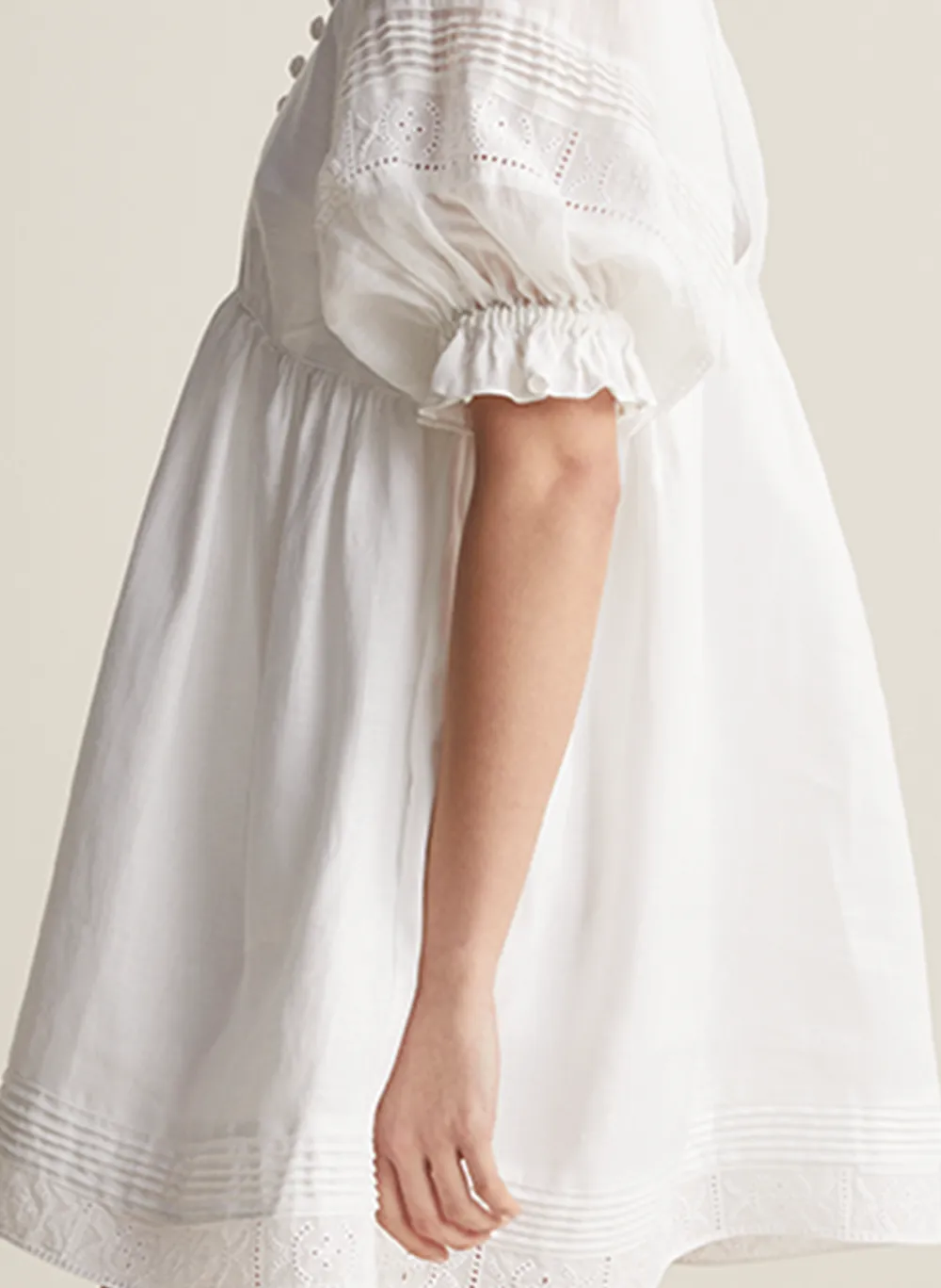 Gwendalin Linen Mini Smock Dress | Optical White | Restock