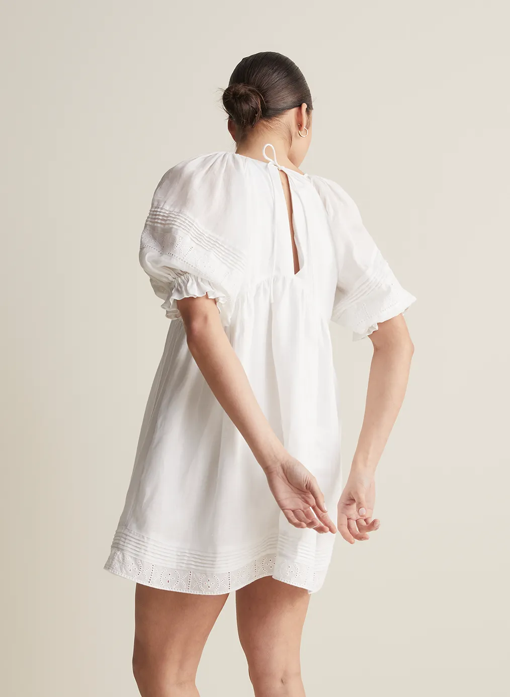 Gwendalin Linen Mini Smock Dress | Optical White | Restock