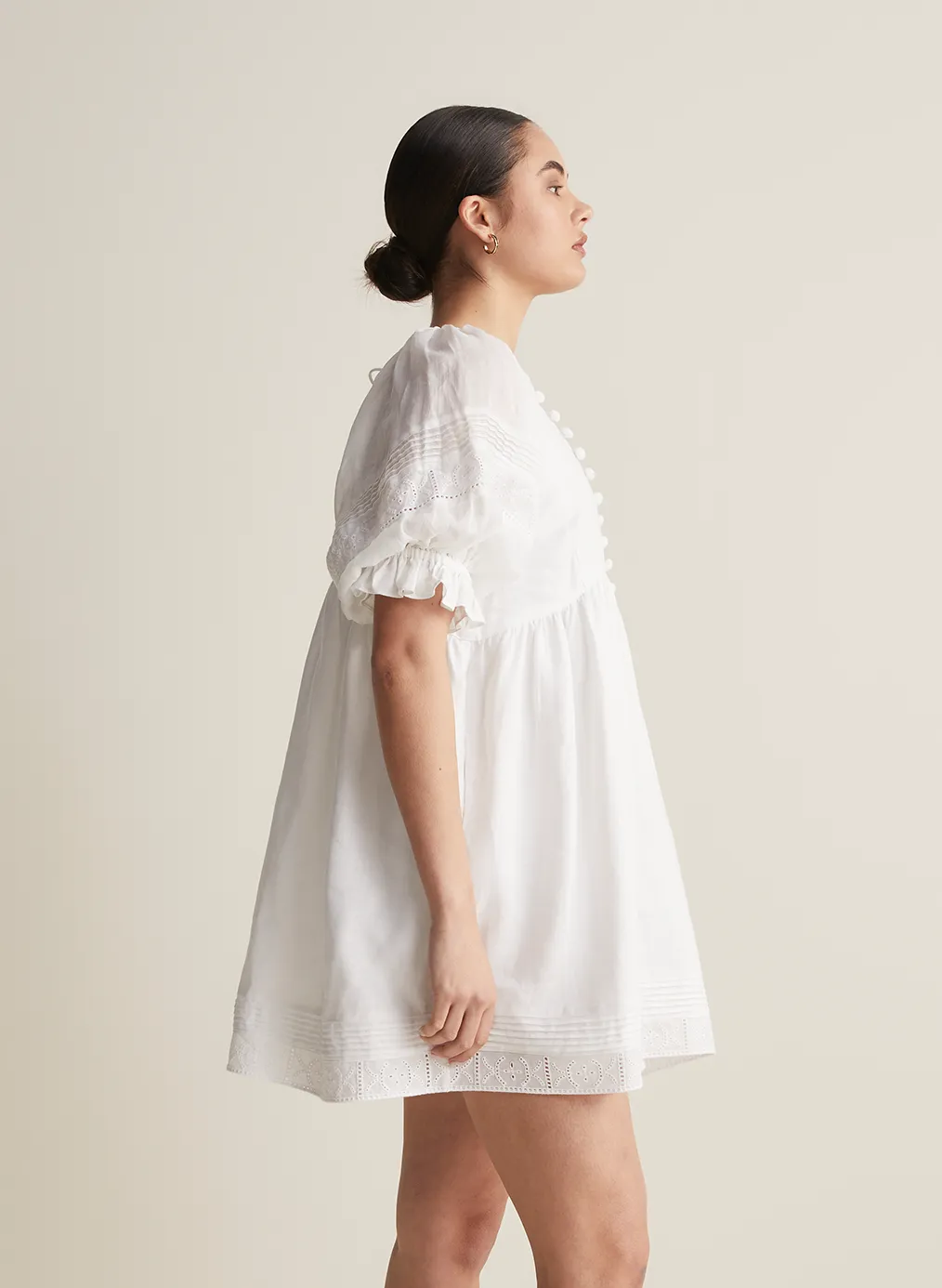 Gwendalin Linen Mini Smock Dress | Optical White | Restock