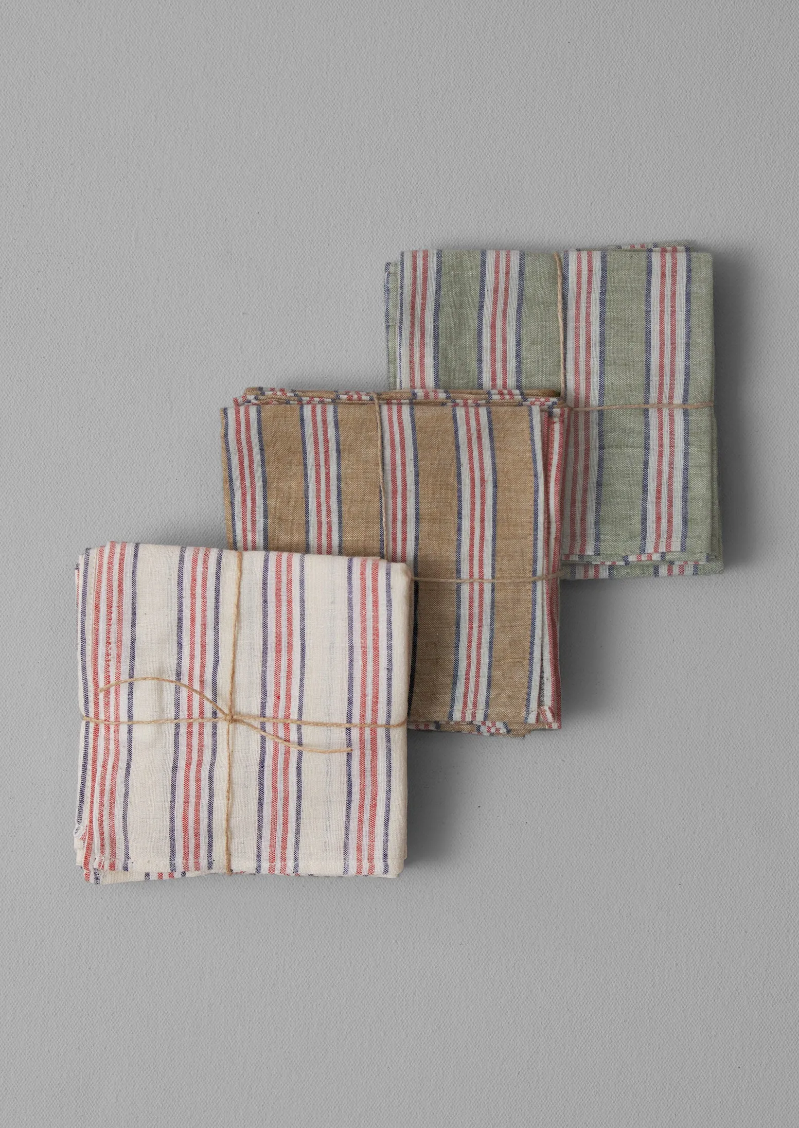 Hand Woven Stripe Napkin Set | Mineral Green