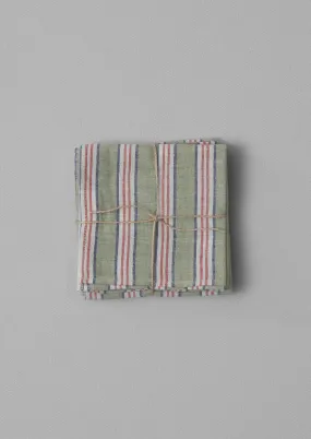 Hand Woven Stripe Napkin Set | Mineral Green