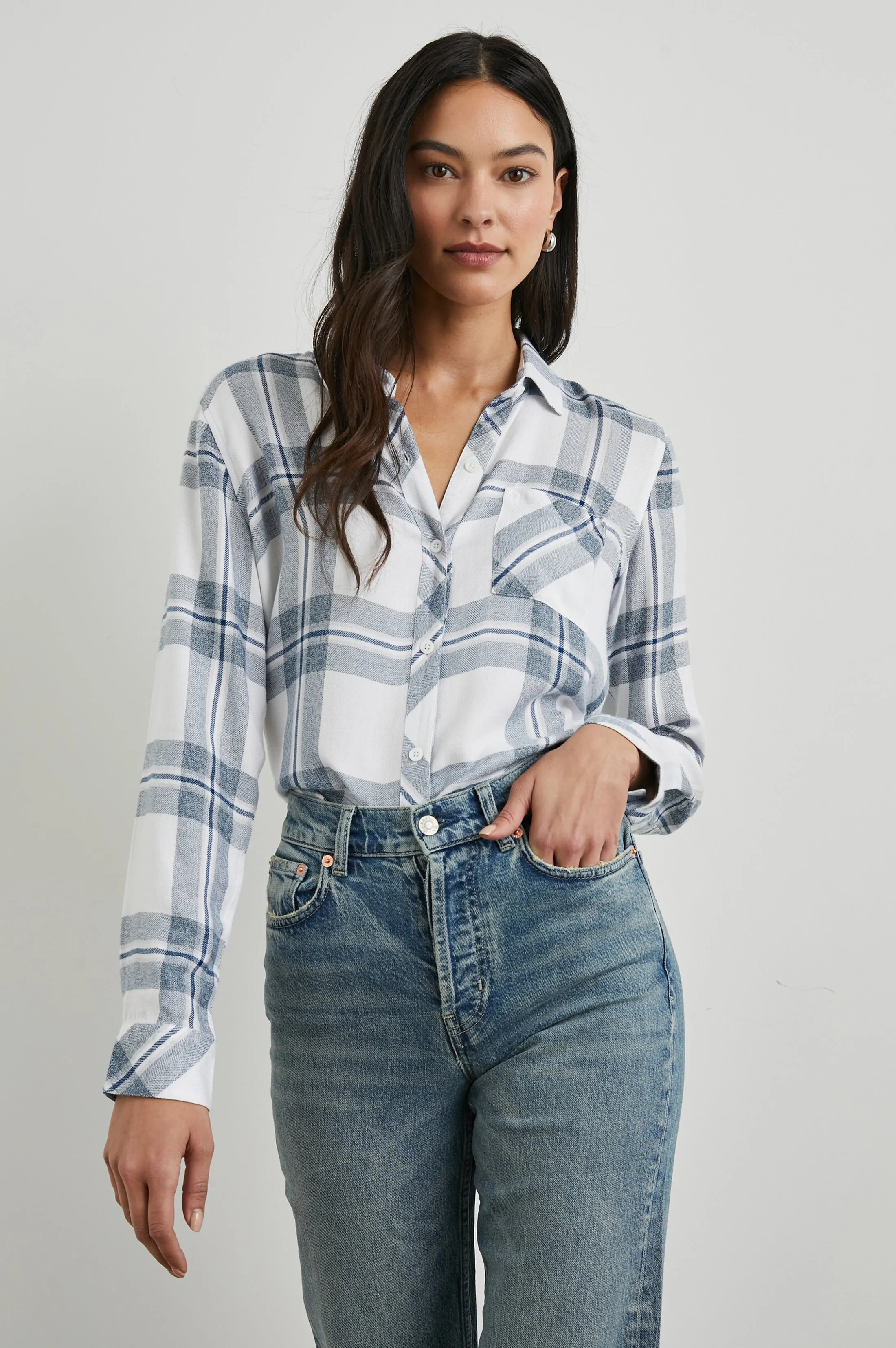 HUNTER SHIRT - WHITE INDIGO MELANGE