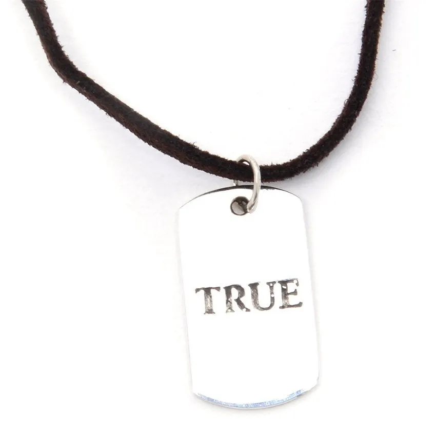 Jonah "True" Dogtag 925 Sterling Silver Pendant Leatherette Necklace