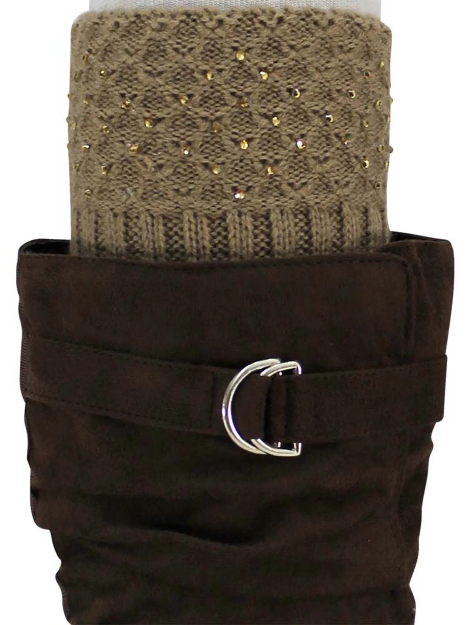 Knit Boot Cuff Leg Warmers With Rhinestones