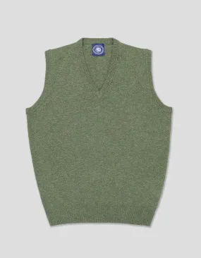 LAMBSWOOL V NECK VEST - GREYISH GREEN
