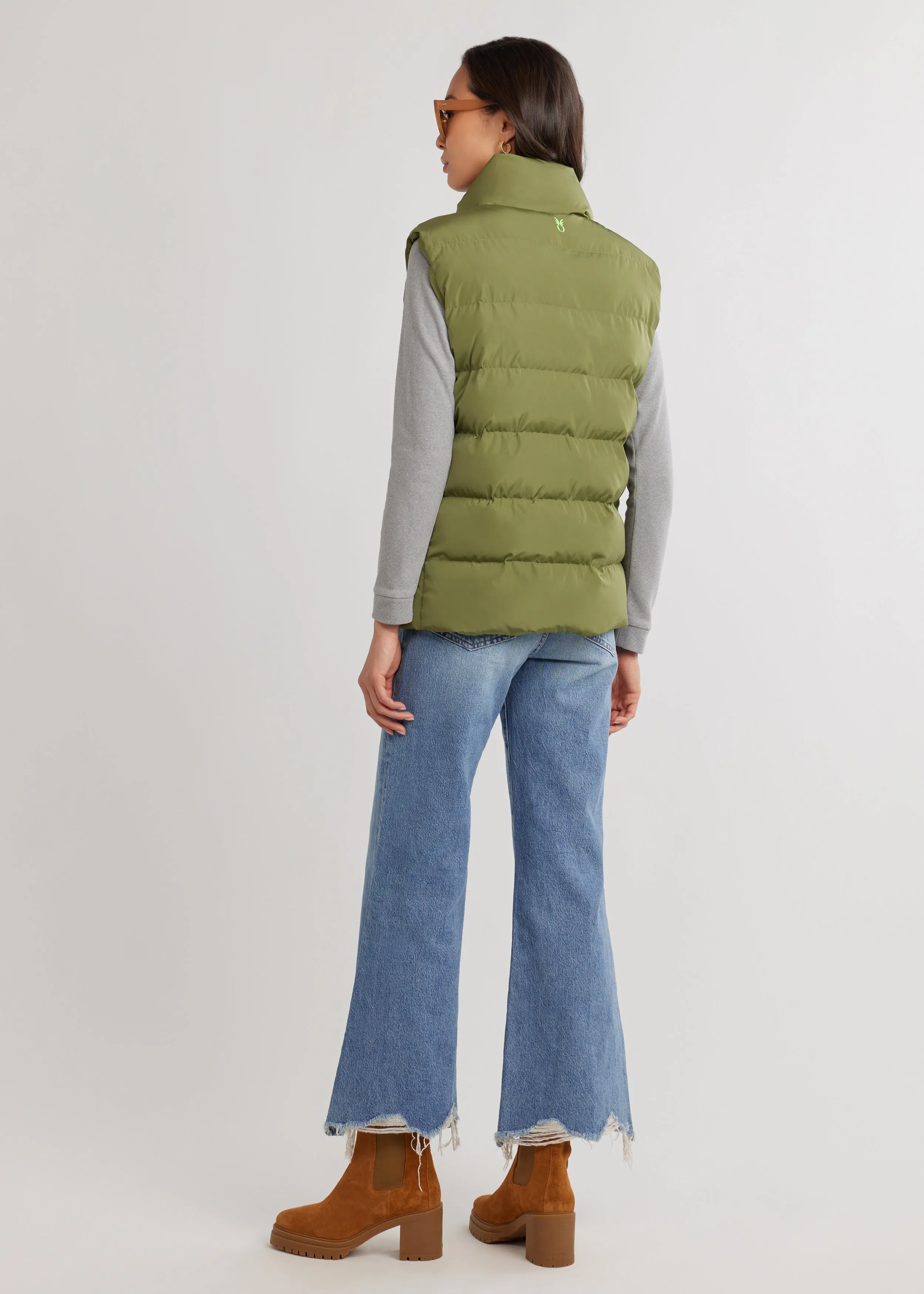 Marin Vest in Lustre Puff (Army Green)