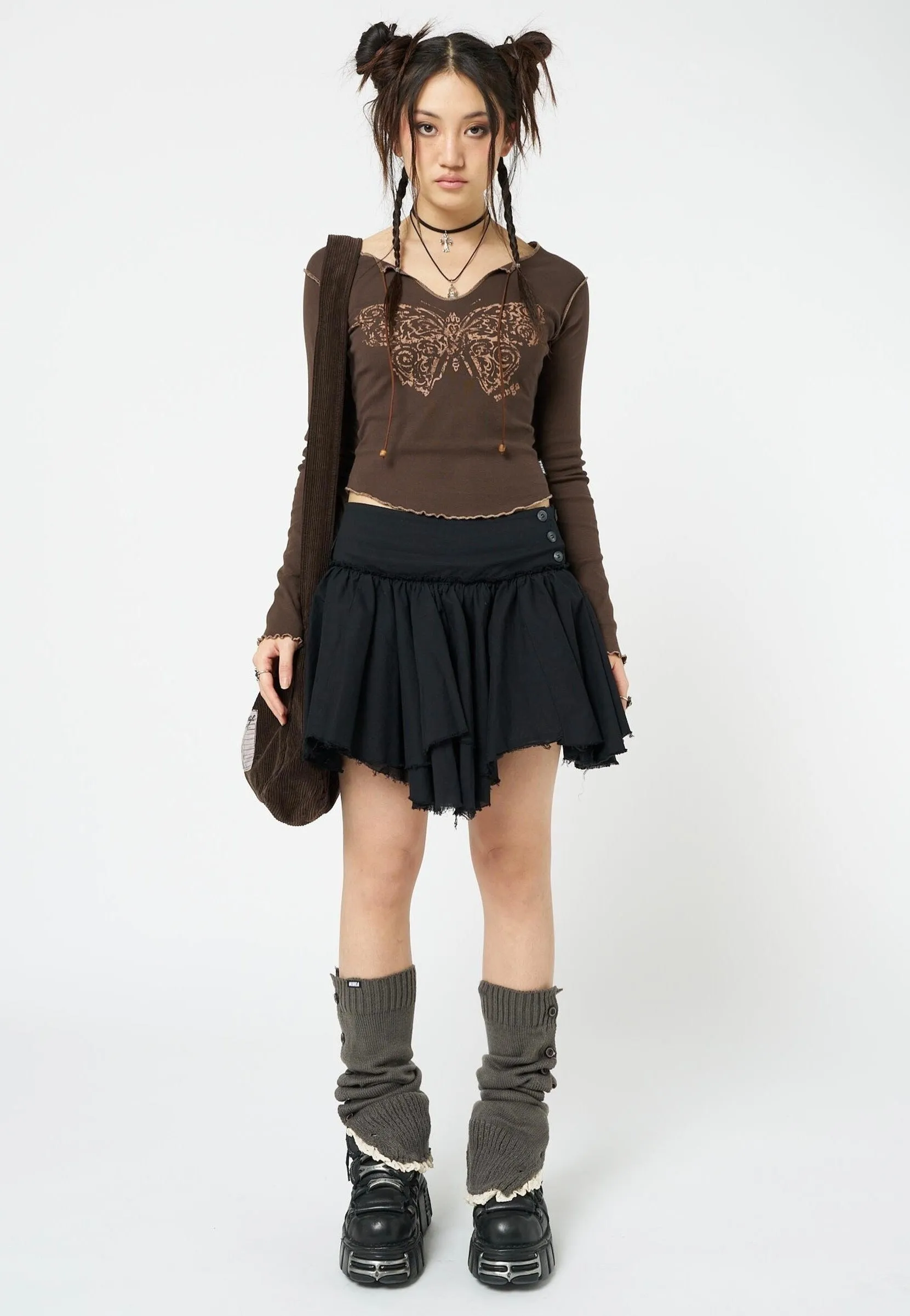 Minga London - Flora Black Layered Asymmetrical Black - Skirt
