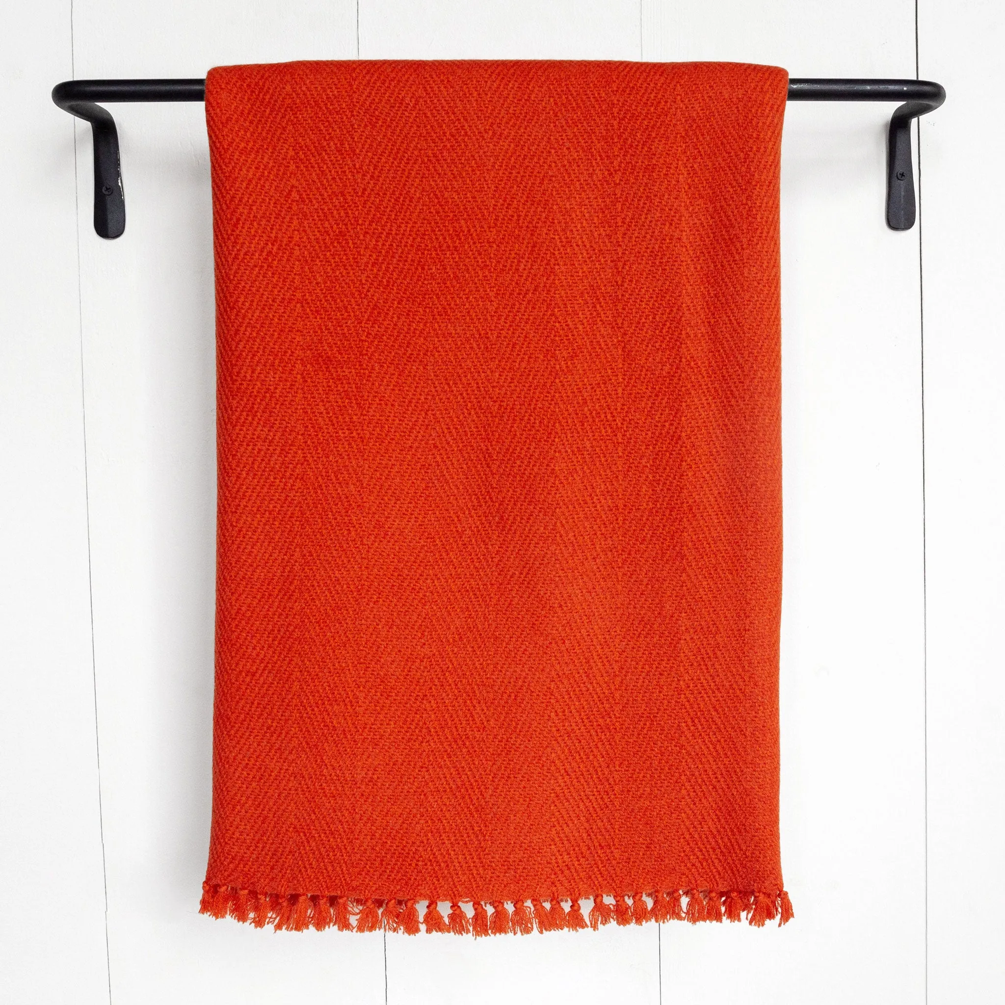 Nautical Orange Handwoven Cashmere Throw