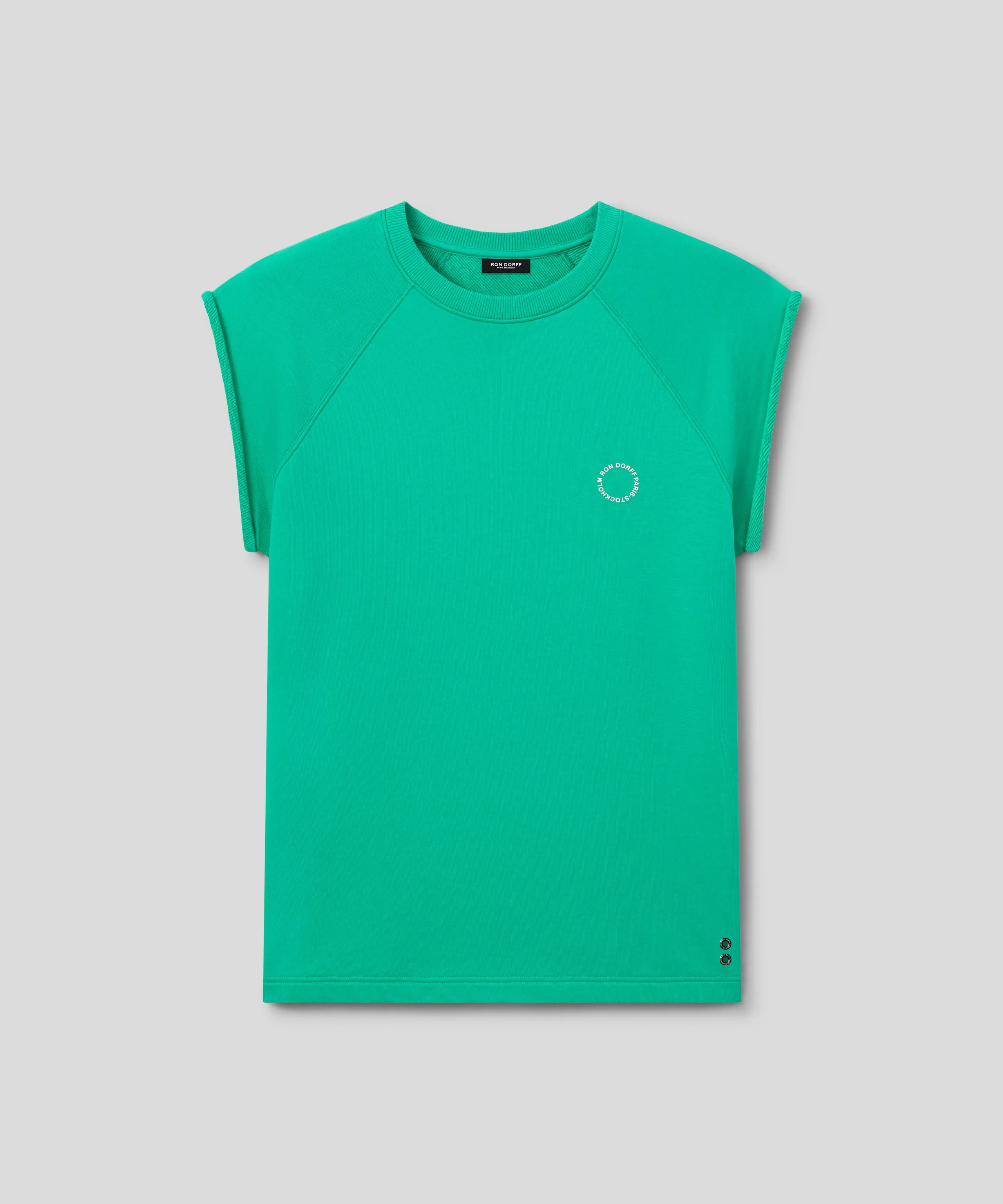 Organic Cotton Sleeveless Sweatshirt Eyelet: Grass Green