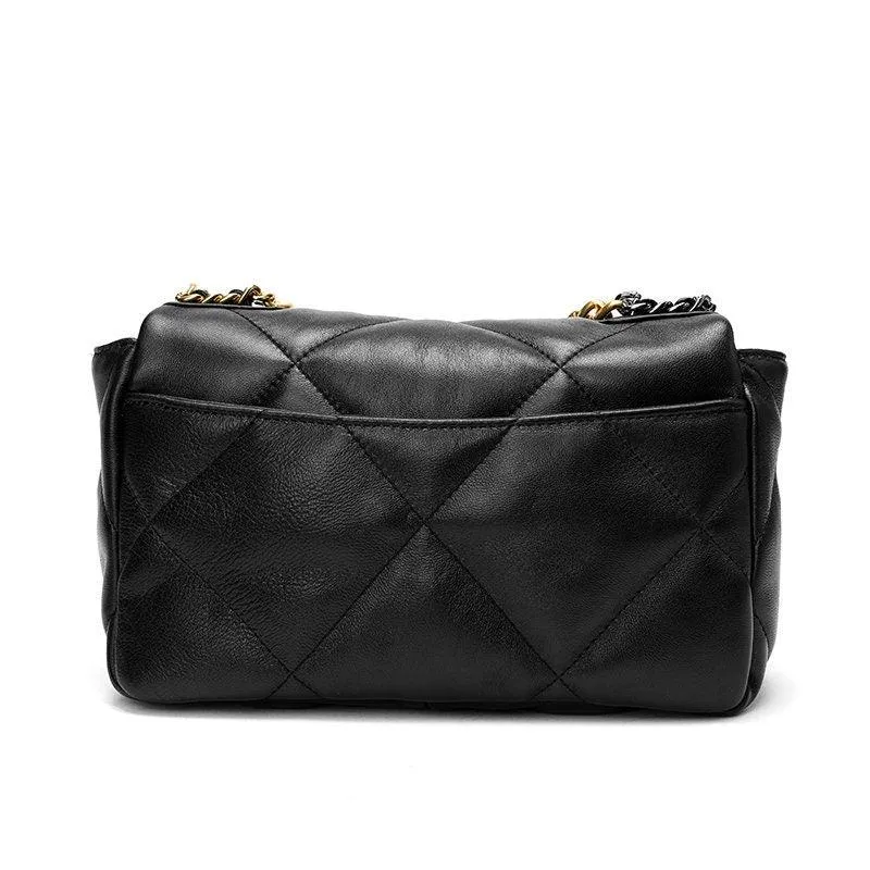 Quilted Designer Bag, Genuine Leather Classic Shoulder Bag, Lambskin Luxury Leather Bag, DIAMONDS Gold Chain Lock Bag, Christmas Gift
