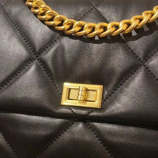 Quilted Designer Bag, Genuine Leather Classic Shoulder Bag, Lambskin Luxury Leather Bag, DIAMONDS Gold Chain Lock Bag, Christmas Gift
