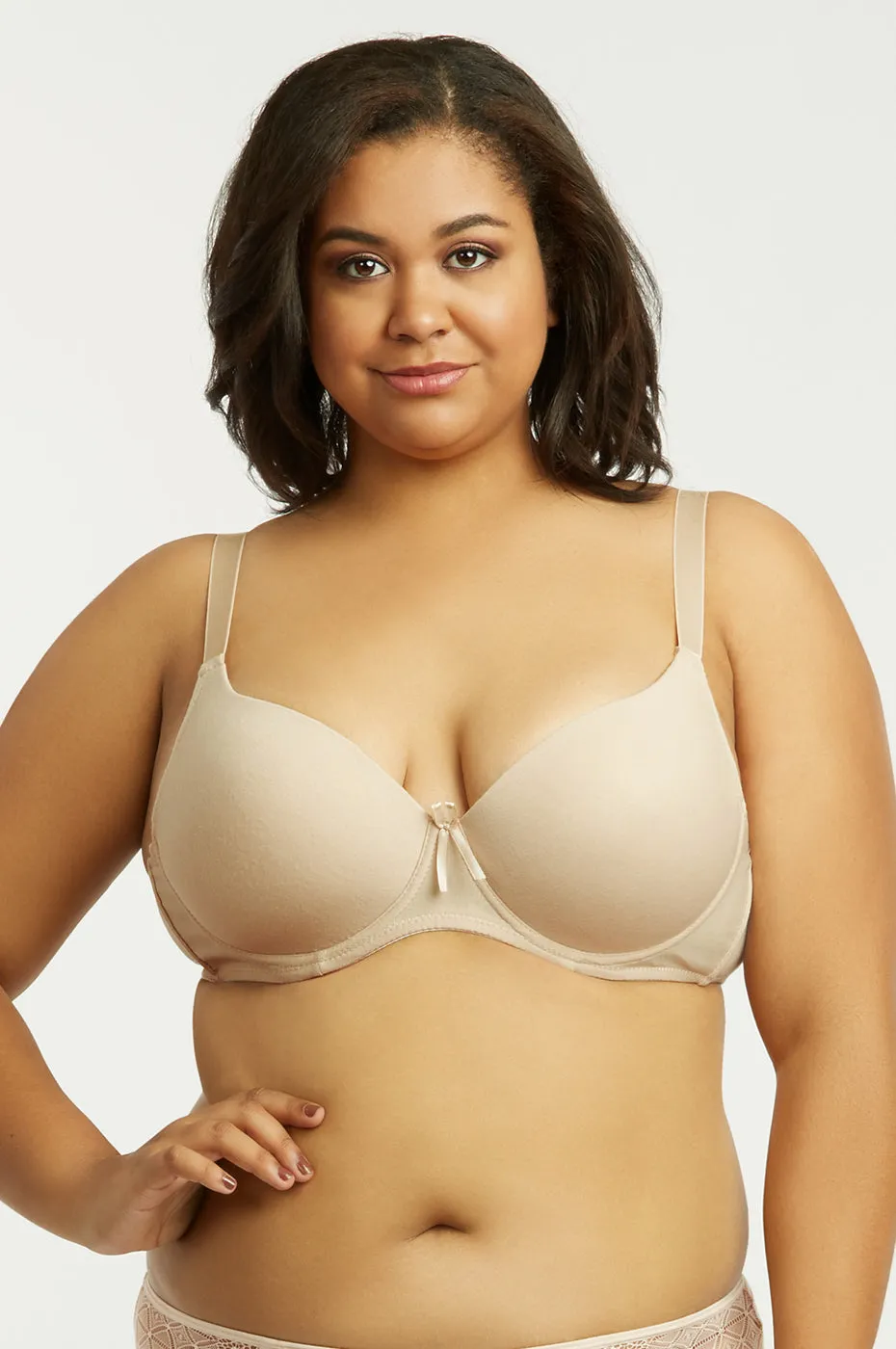 SOFRA LADIES  COTTON PLAIN  DDD CUP BRA, 4 HOOK (BR4208P3D1)