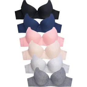 SOFRA LADIES  COTTON PLAIN  DDD CUP BRA, 4 HOOK (BR4208P3D1)