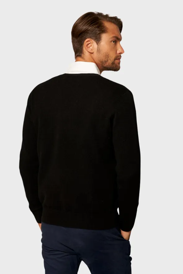 Solid V-Neck Merino-Cashmere Sweater