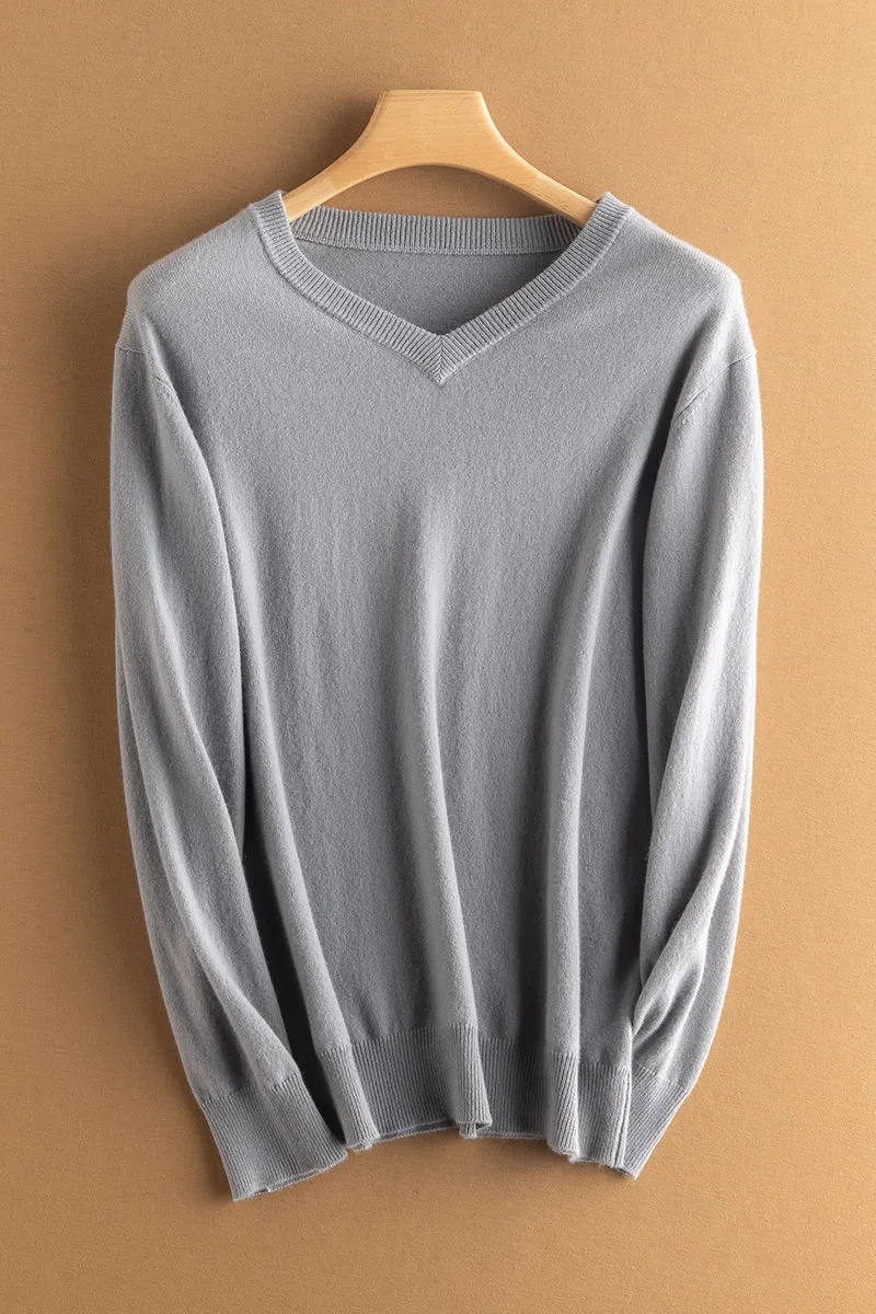 Solid V-Neck Merino Sweater