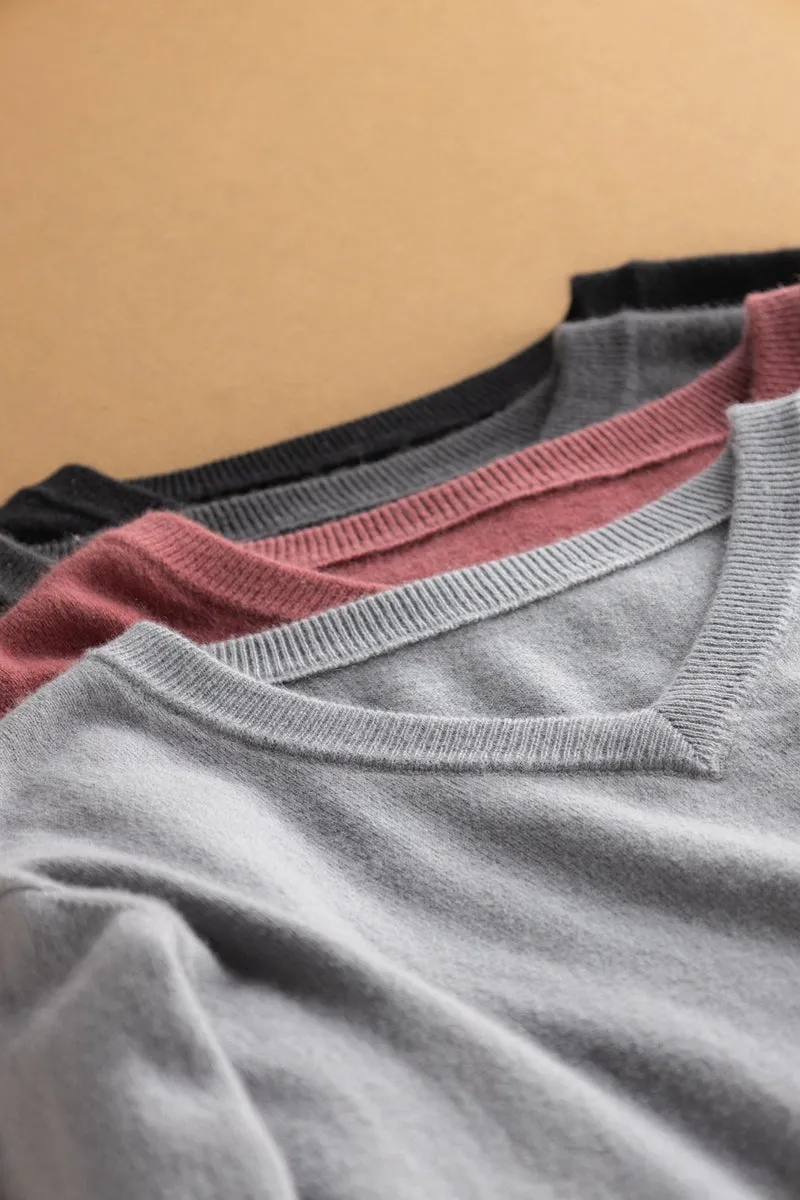 Solid V-Neck Merino Sweater