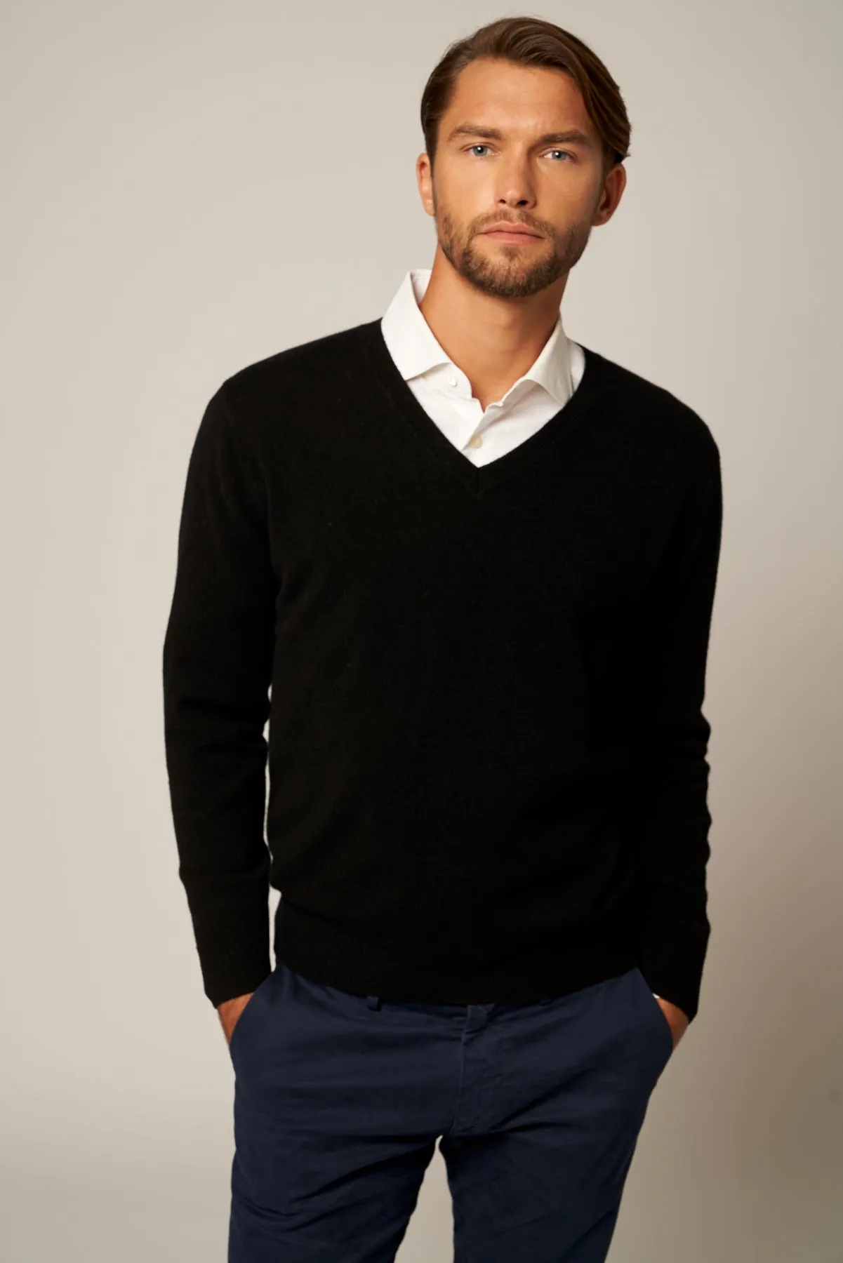 Solid V-Neck Merino Sweater