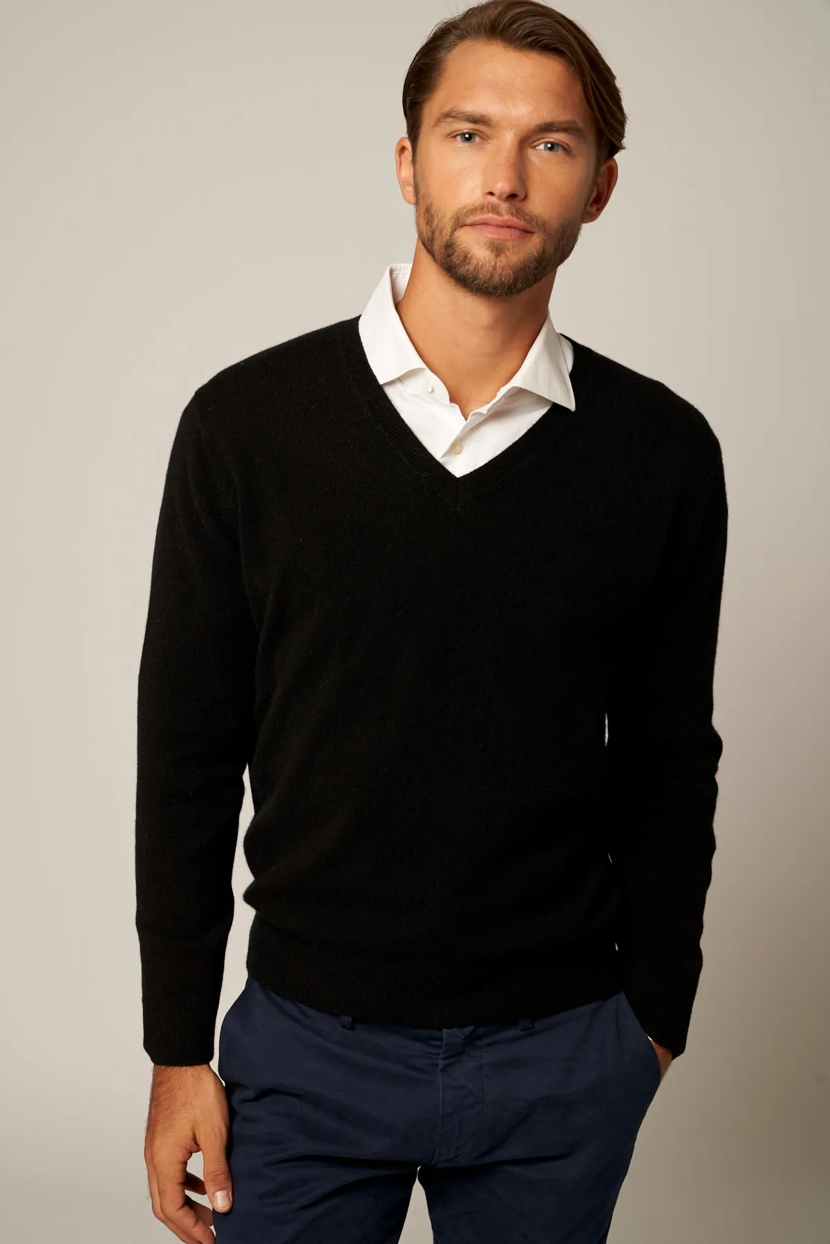 Solid V-Neck Merino Sweater
