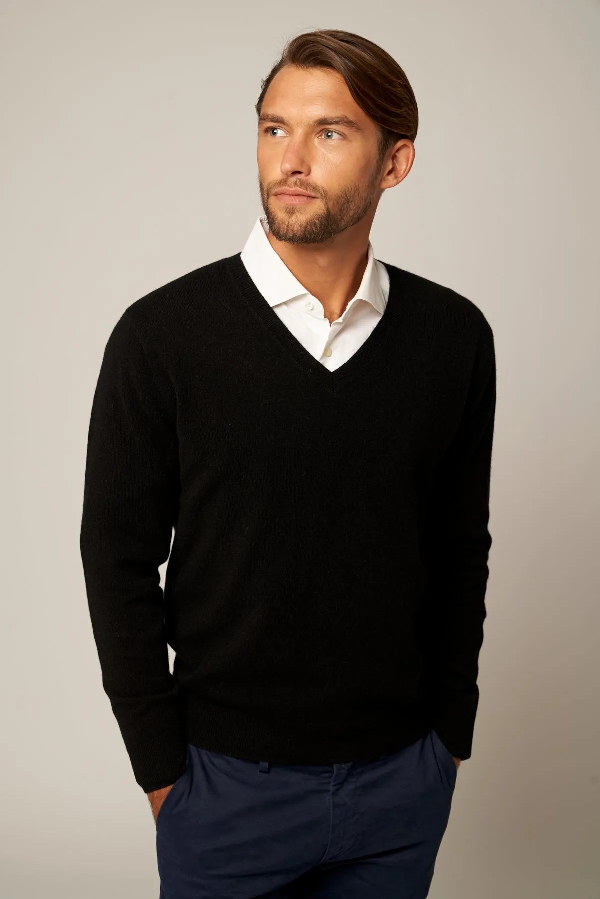 Solid V-Neck Merino Sweater