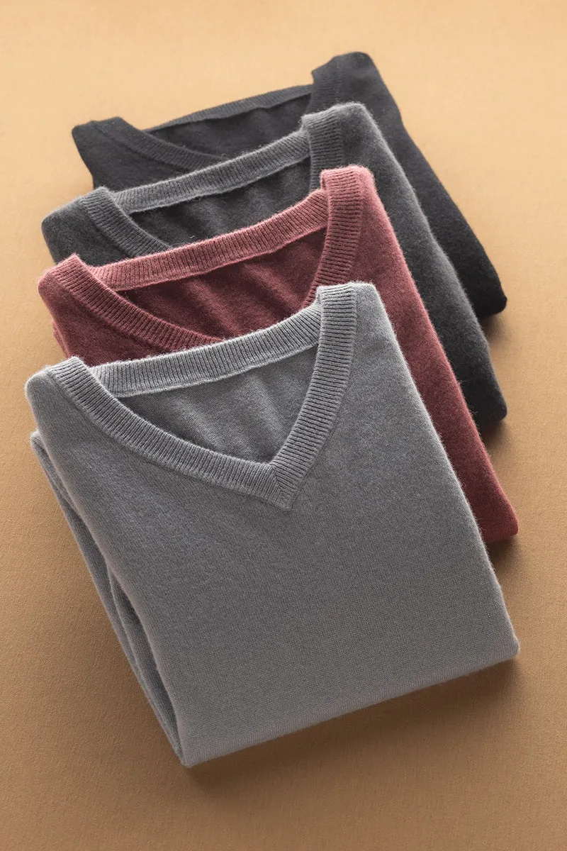 Solid V-Neck Merino Sweater