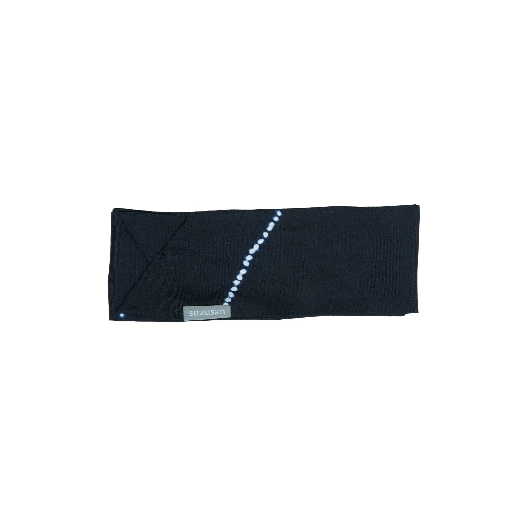 Suzusan Silk Twill Narrow Scarf Mokume Shibori In Black / White