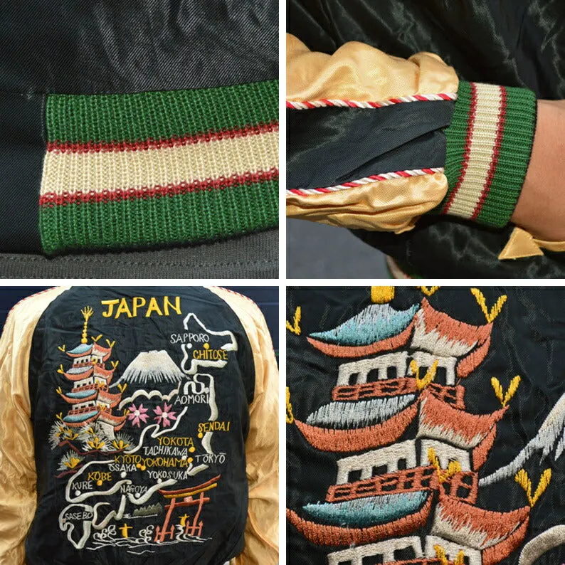TAILOR TOYO "TT15542-119" Early 1950s Style Acetate Souvenir Jacket “JAPAN MAP” × “GOLD DRAGON”