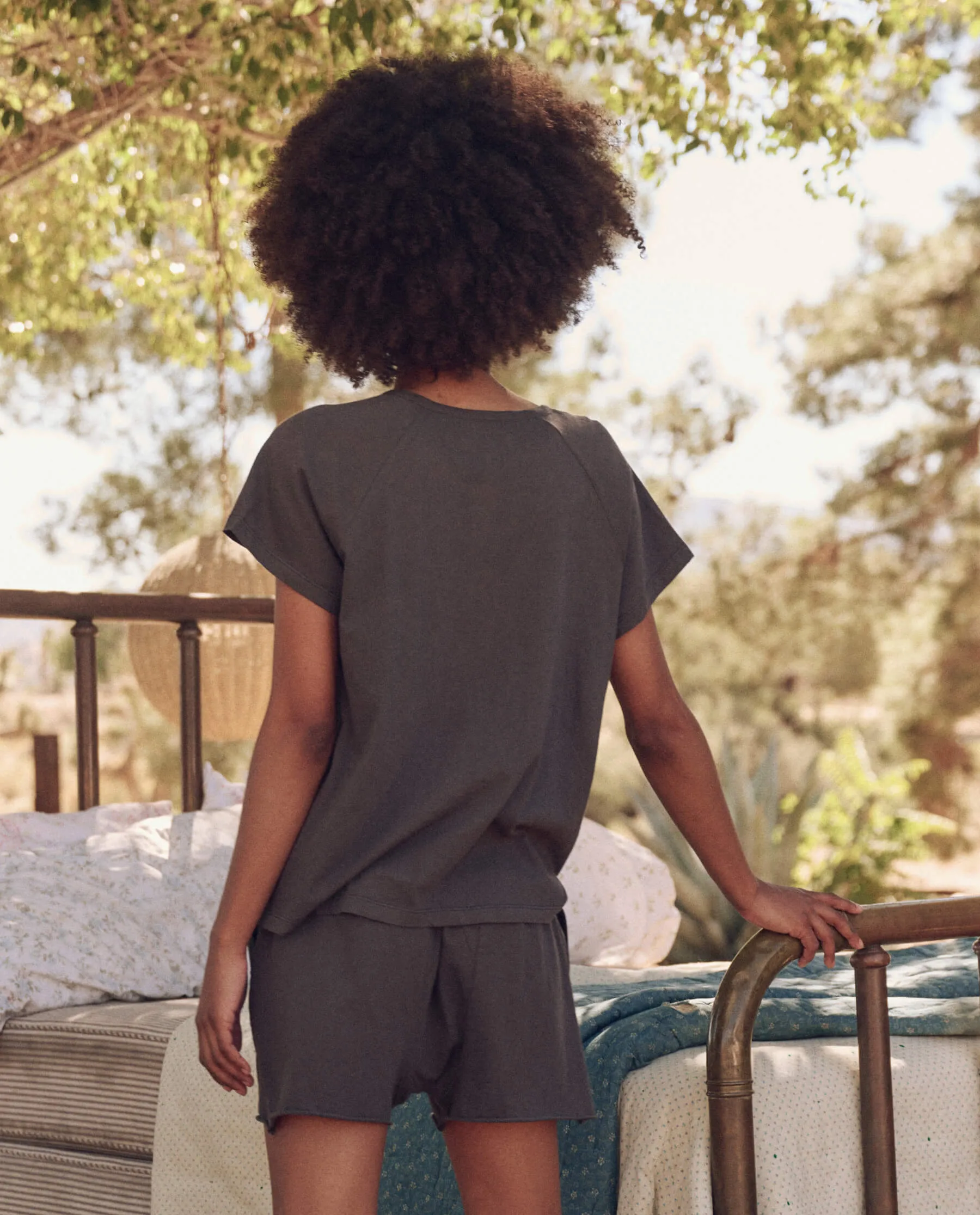 The Raglan Sleep Henley. -- Washed Black