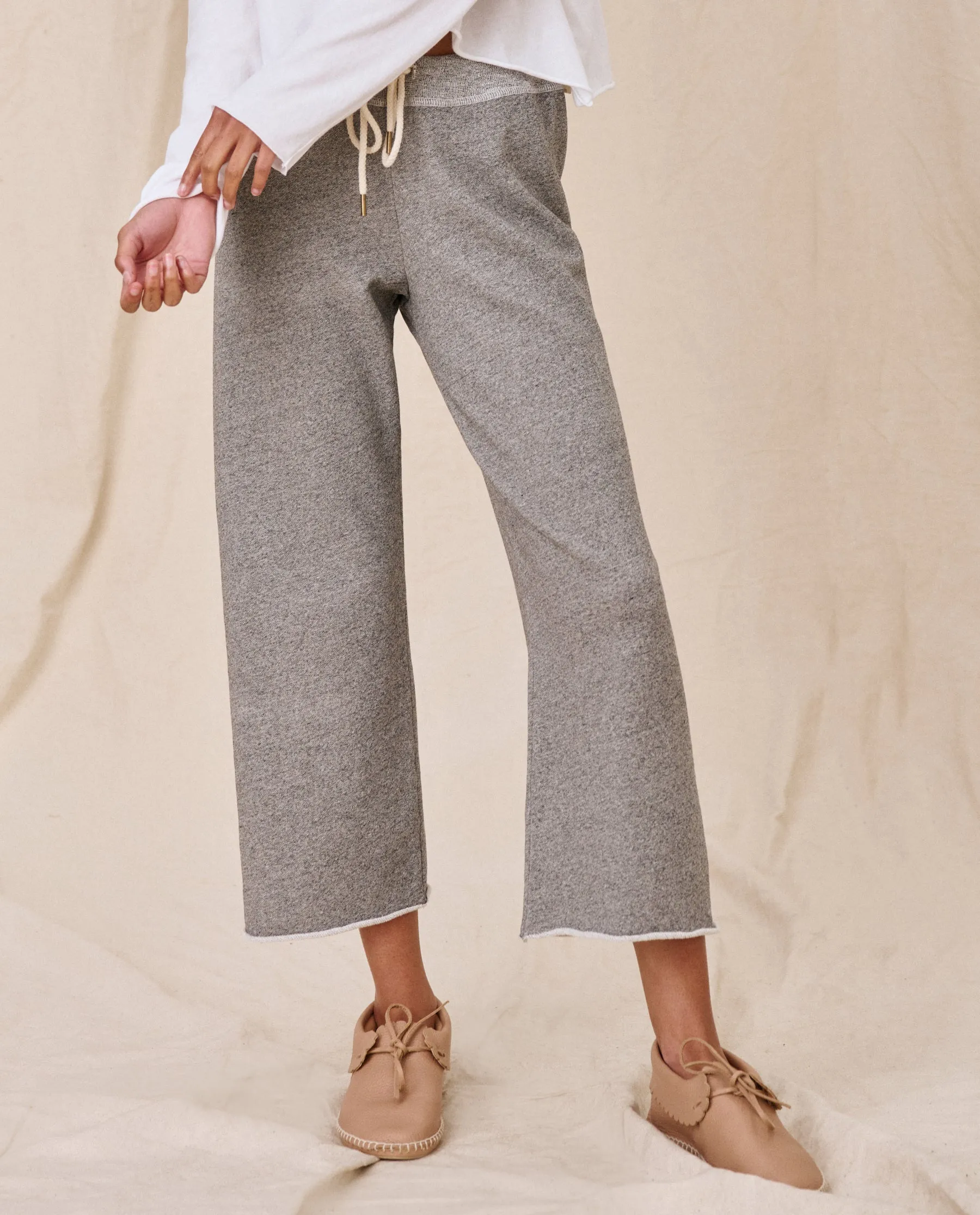 The Wide Leg Cropped Sweatpant. -- Varsity Grey