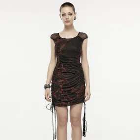 Two-piece Print Eyelet Webbing Drawstring Gothic Daily Sexy Small Gothic Dress