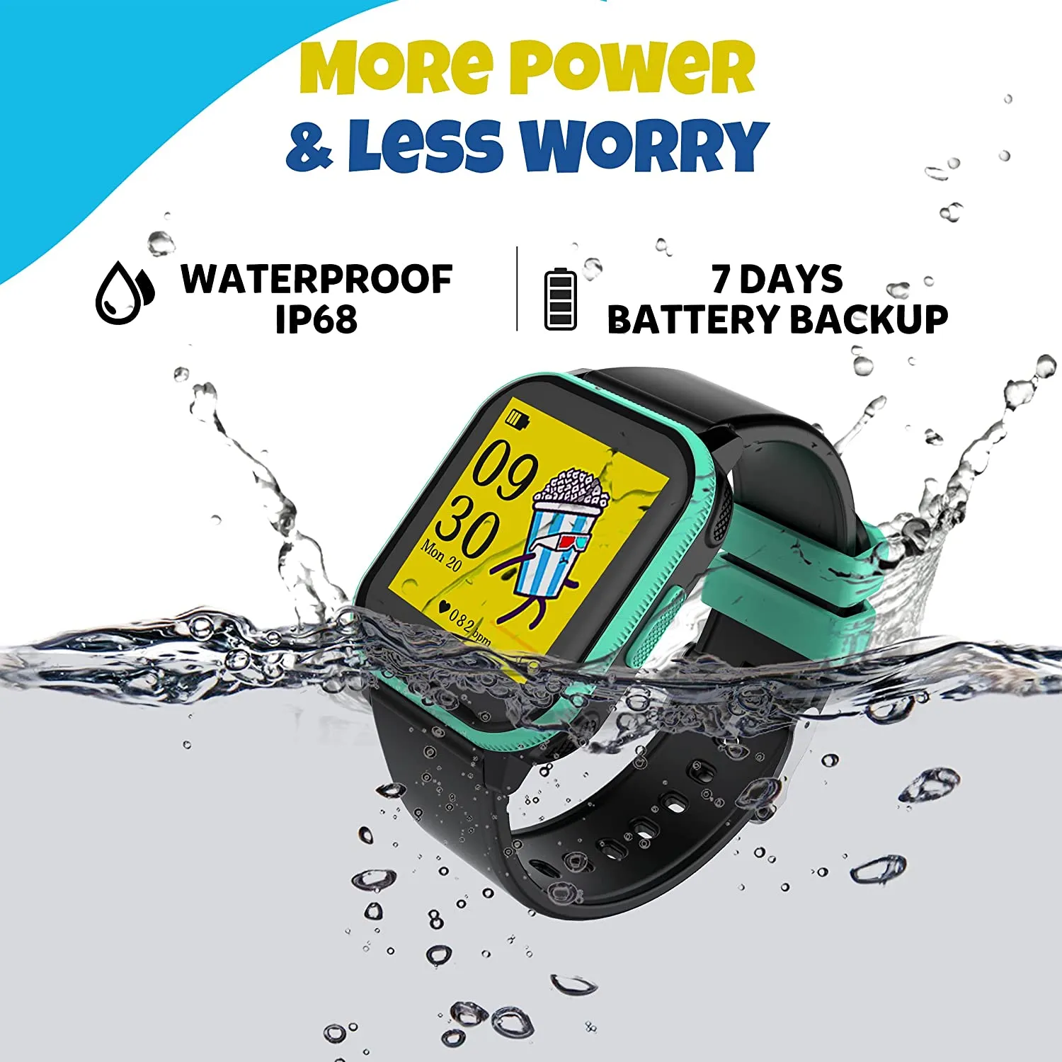 V2A PlayOn Smart Watch for Kids and Teens with Inbuilt Games– Smart Watch for Girls and Boys – Compatible with iOS and Android – IP68 Waterproof - 7 Days Battery Backup