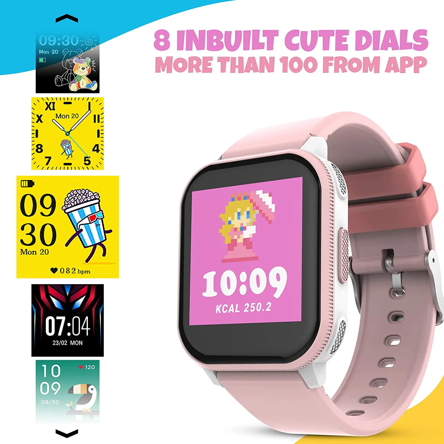 V2A PlayOn Smart Watch for Kids and Teens with Inbuilt Games– Smart Watch for Girls and Boys – Compatible with iOS and Android – IP68 Waterproof - 7 Days Battery Backup