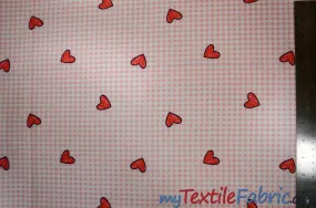 Valentine Heart Gingham Cotton Fabric by the Yard