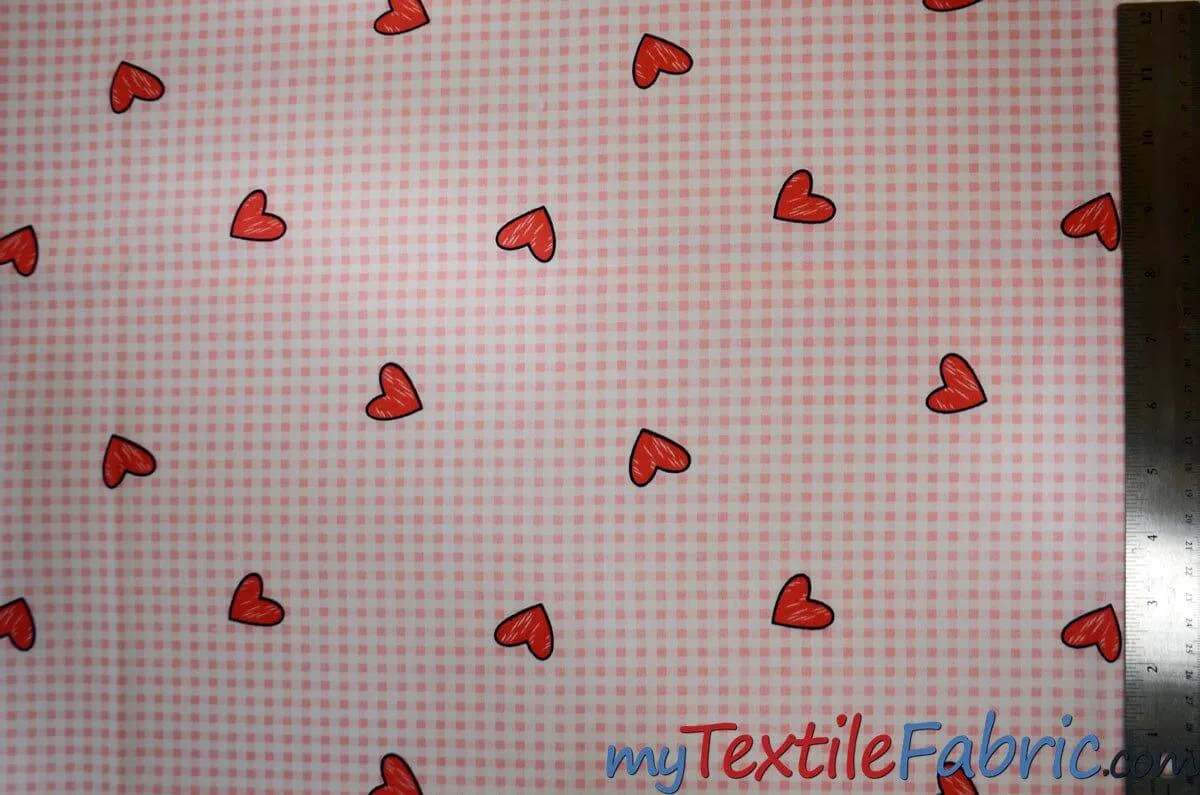Valentine Heart Gingham Cotton Fabric by the Yard
