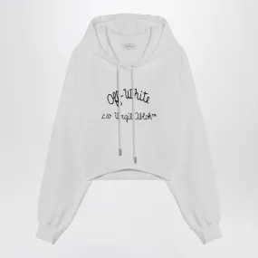 WHITE CROPPED SWEATSHIRT WITH LOGO